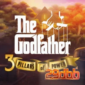 Tampilan visual slot The Godfather 3 Pillars of Power dengan elemen bertema kriminal